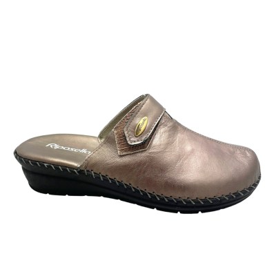 Riposella 3594 slipper for woman closed toe dove gray adjustable soft insole wedge 3 cm