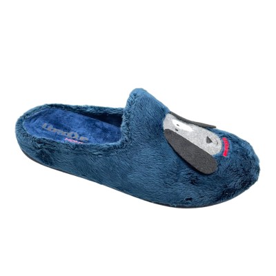 Uomo Due by Riposella 9825 ciabatta pantofole in orsetto cane e gatto blu soletta estraibile