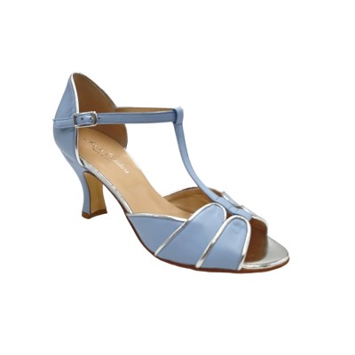Angela Calzature Elegance sandali in pelle colore azzurro tacco medio 4-7 cm   stile retrò     