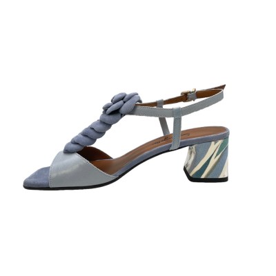 Angela Calzature Elegance sandali in pelle colore azzurro tacco medio 4-7 cm   artigianato made in italy numeri standard    