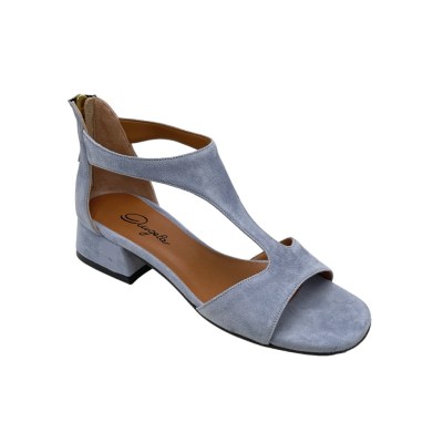 Angela Calzature sandali in camoscio colore azzurro tacco basso 1-4 cm   numeri 33,34 donna numeri speciali    
