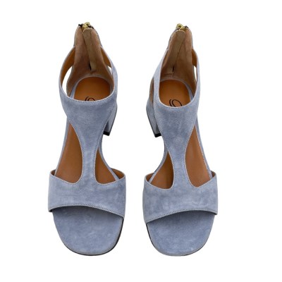 Angela Calzature sandali in camoscio colore azzurro tacco basso 1-4 cm   numeri 33,34 donna numeri speciali    