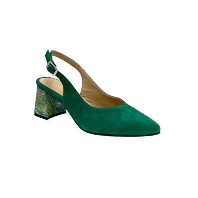Angela Calzature Elegance special numbers Shoes Green chamois heel 6 cm