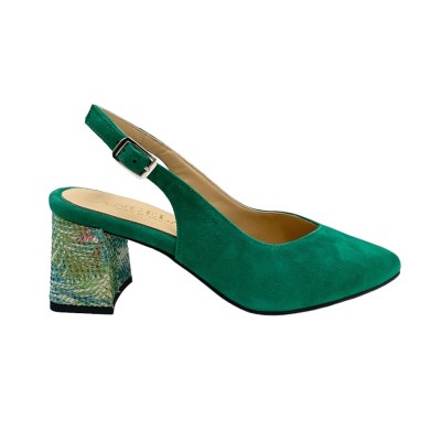 Angela Calzature Elegance special numbers Shoes Green chamois heel 6 cm