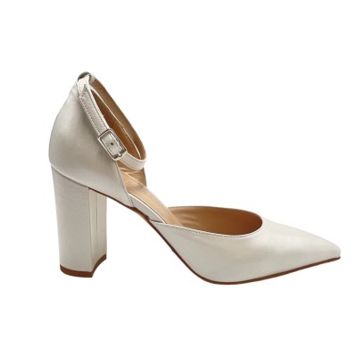 Angela calzature Sposa decollete in pelle perlata colore bianco tacco alto 8-11 cm   sposa made in italy     