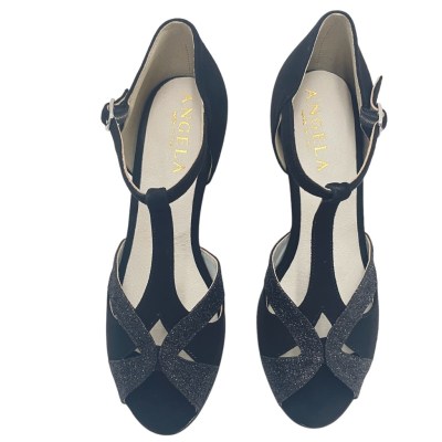 Angela Calzature Ballo  Shoes black chamois heel 7 cm