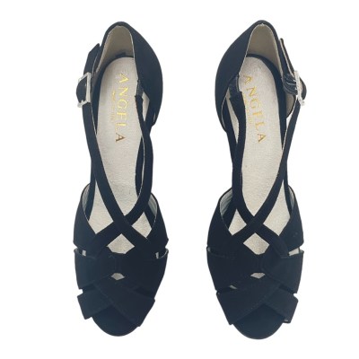 Angela Calzature Ballo  Shoes black chamois heel 9 cm