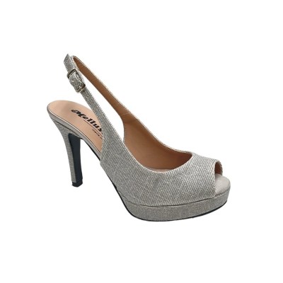 Melluso Elegance sandali in tessuto galassia colore argento tacco alto 8-11 cm   numeri 33,34 donna numeri speciali    