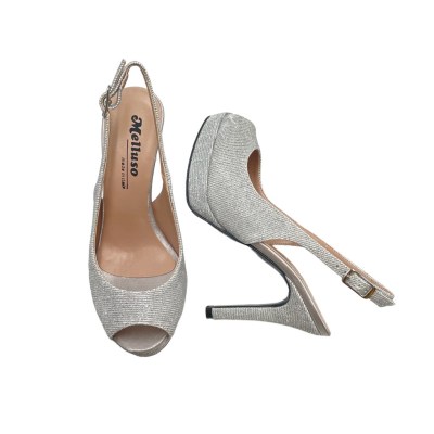 Melluso Elegance sandali in tessuto galassia colore argento tacco alto 8-11 cm   numeri 33,34 donna numeri speciali    