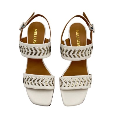 MELLUSO sandali in pelle colore bianco tacco medio 4-7 cm   made in italy dal 33 al 44 donna numeri speciali    