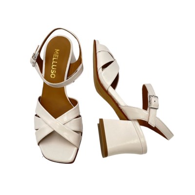 MELLUSO sandali in pelle colore bianco tacco medio 4-7 cm   made in italy 33,34 donna numeri speciali    