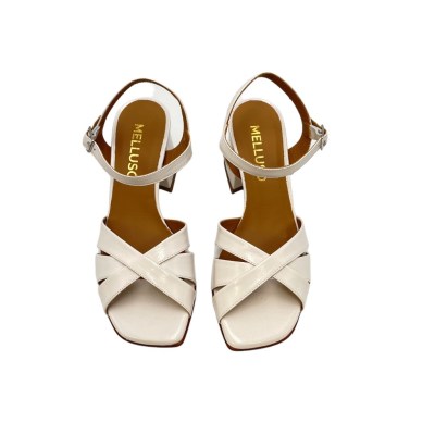 MELLUSO sandali in pelle colore bianco tacco medio 4-7 cm   made in italy 33,34 donna numeri speciali    