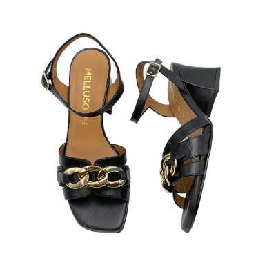 MELLUSO sandali in pelle colore nero tacco medio 4-7 cm   made in italy 33,34 donna numeri speciali    