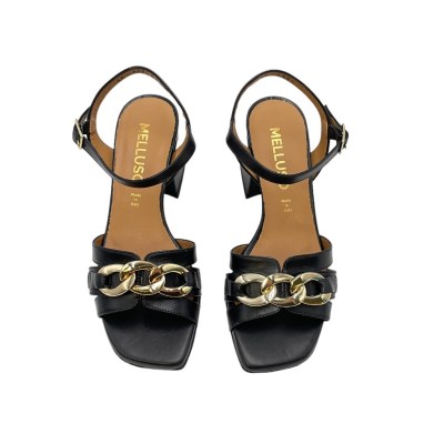 MELLUSO sandali in pelle colore nero tacco medio 4-7 cm   made in italy 33,34 donna numeri speciali    