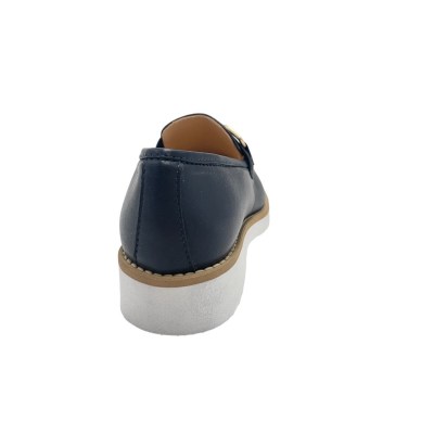 Angela Calzature mocassini in pelle colore blu tacco basso 1-4 cm   stile e comfort dal 32 al 34 e dal 42 al45 numeri speciali    