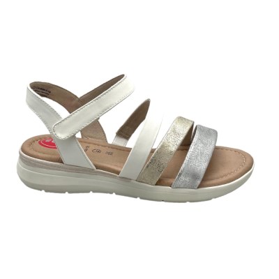 JANA 8-28266-20 100 sandalo per donna fratino ecopelle bianco multicolore