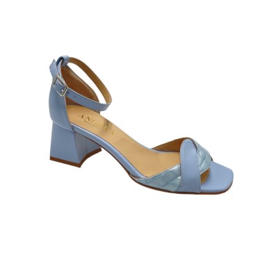 Angela Calzature Elegance sandali in pelle colore azzurro tacco medio 4-7 cm   made in italy dal 33 al 44 donna numeri speciali    