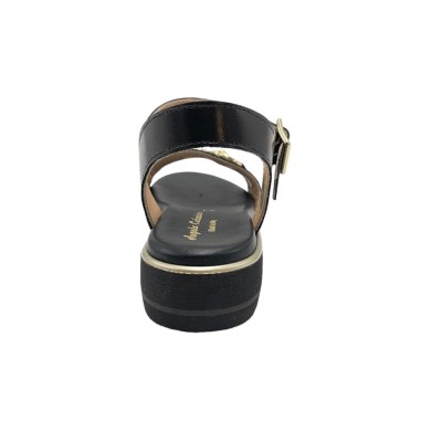 Angela Calzature sandali in pelle colore nero tacco basso 1-4 cm   made in italy 32-34, 42-44 donna numeri speciali    