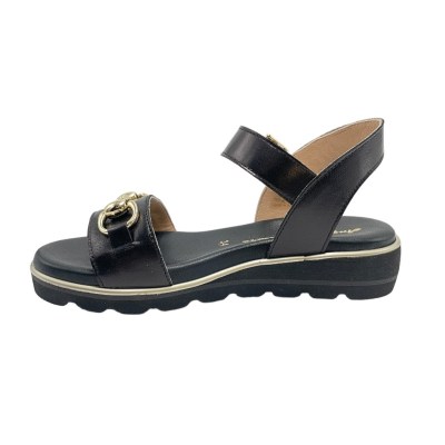 Angela Calzature sandali in pelle colore nero tacco basso 1-4 cm   made in italy 32-34, 42-44 donna numeri speciali    