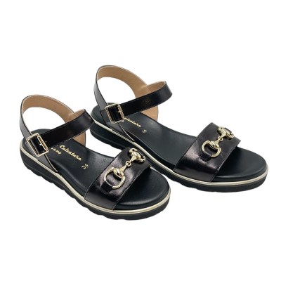 Angela Calzature sandali in pelle colore nero tacco basso 1-4 cm   made in italy 32-34, 42-44 donna numeri speciali    