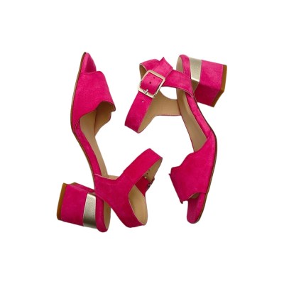 Angela Calzature sandali in camoscio colore fuxia tacco medio 4-7 cm   made in italy 33,34 donna numeri speciali    