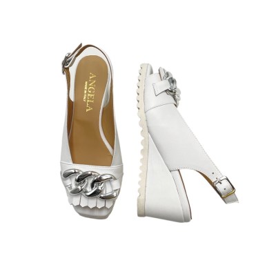 Angela Calzature sandali in pelle colore bianco tacco medio 4-7 cm   made in italy 33,34 donna numeri speciali    