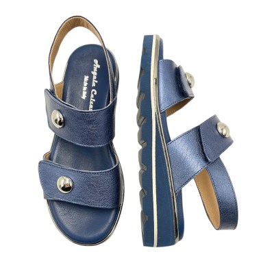 Angela Calzature sandali in pelle perlata colore blu tacco basso 1-4 cm   numeri speciali donna made in italy numeri speciali    