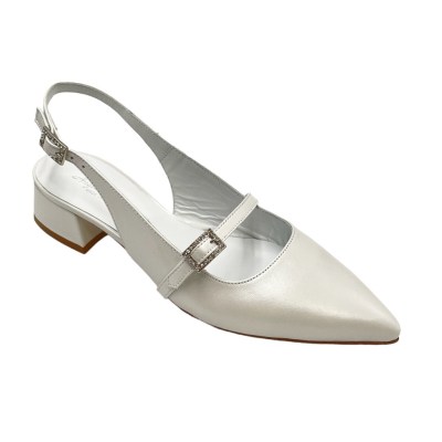 Angela calzature Sposa  Shoes White pelle perlata heel 3 cm