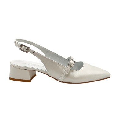 Angela calzature Sposa  Shoes White pelle perlata heel 3 cm
