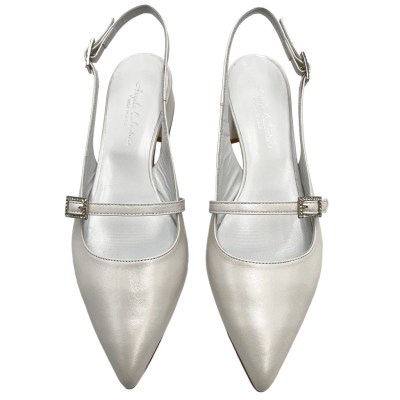 Angela calzature Sposa decollete in pelle perlata colore bianco tacco basso 1-4 cm   made in italy sposa     