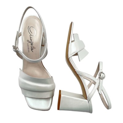 Angela calzature Sposa  Shoes White pelle perlata heel 8 cm