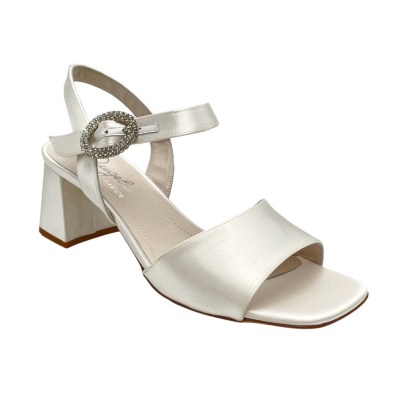 Angela calzature Sposa sandali in raso colore bianco tacco medio 4-7 cm   made in italy sposa numeri speciali    