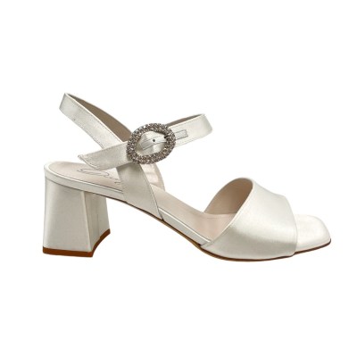 Angela calzature Sposa sandali in raso colore bianco tacco medio 4-7 cm   made in italy sposa numeri speciali    