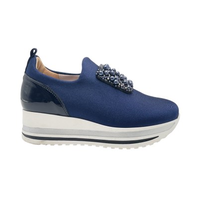 COMART calzaturificio sneakers in tessuto colore blu tacco basso 1-4 cm   comodità made in italy     