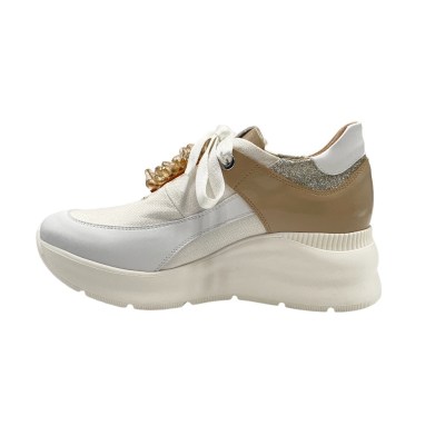 COMART calzaturificio sneakers in tessuto colore bianco tacco medio 4-7 cm   comodità made in italy     