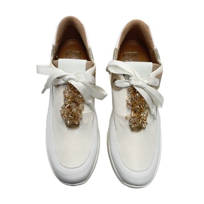 COMART calzaturificio sneakers in tessuto colore bianco tacco medio 4-7 cm   comodità made in italy     