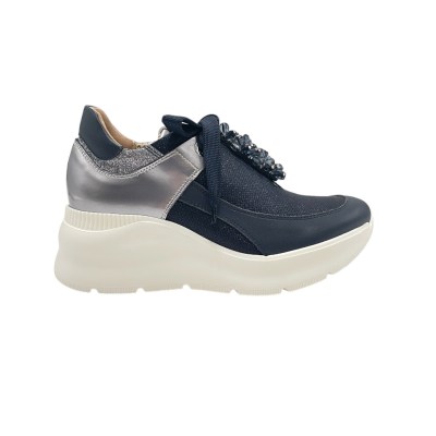 COMART calzaturificio sneakers in tessuto colore blu tacco medio 4-7 cm   comodità made in italy     