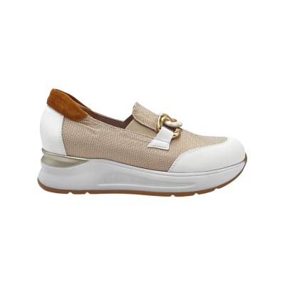 COMART calzaturificio sneakers in tessuto colore beige tacco medio 4-7 cm   comodità made in italy     