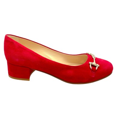 ETIENNE 206 scarpa per donna decoltè ballerina paperina rosso con morsetto made in Italy paperina