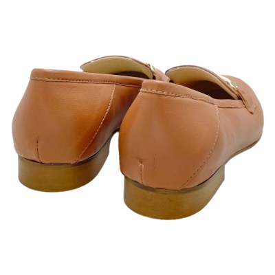 ETIENNE 50 scarpa donna mocassino con morsetto cuoio marrone made in Italy SLIPON accollato