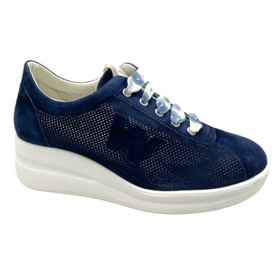 MELLUSO WALK R20245 SILVY 34  sneaker scarpa per donna sportiva  blu soletta estraibile zeppa 42 43 44