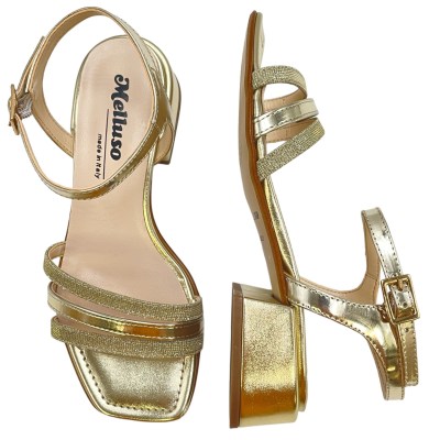 MELLUSO sandali in pelle colore oro tacco basso 1-4 cm   34 donna made in italy numeri speciali    