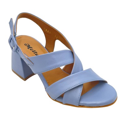 MELLUSO sandali in pelle colore azzurro tacco medio 4-7 cm   33,34 donna made in italy numeri speciali    