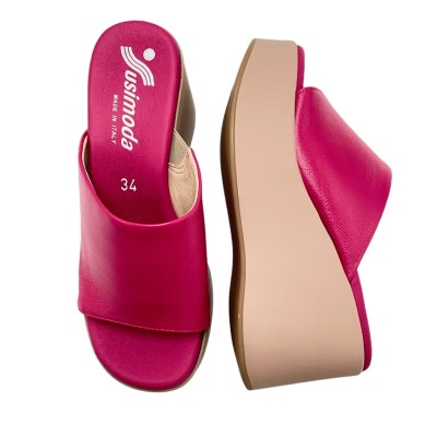 SUSIMODA scarpe a ciabatta in pelle colore fuxia tacco medio 4-7 cm   numero 34 donna made in italy numeri speciali    