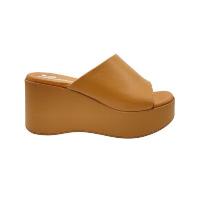SUSIMODA scarpe a ciabatta in pelle colore camel tacco medio 4-7 cm   numero 34 donna made in italy numeri speciali    