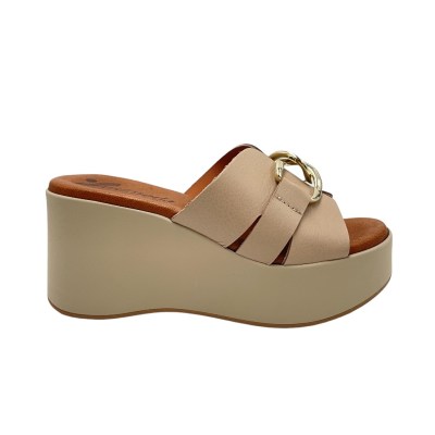 SUSIMODA scarpe a ciabatta in pelle colore beige tacco medio 4-7 cm   numero 34 donna made in italy numeri speciali    