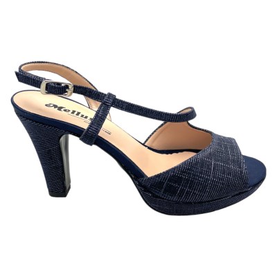 MELLUSO  J594B sandalo per donna da cerimonia con planteau blu galassia laccetto brilantinato