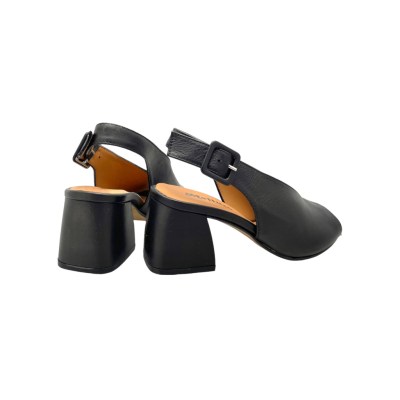 MELLUSO N622 sandalo per donna  nero tacco blocchetto 34 scollo a cuore