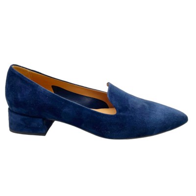 MELLUSO V206 mocassino scarpa donna accollata blu pantofolina super chic slipon