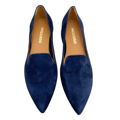 MELLUSO V206 mocassino scarpa donna accollata blu pantofolina super chic slipon
